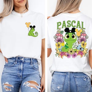 Pascal Disney-Inspired T-Shirt, Cute Chameleon Graphic Sweatshirt with Floral Design, Tangled Themed Tee, Magic Park Outfit Idea