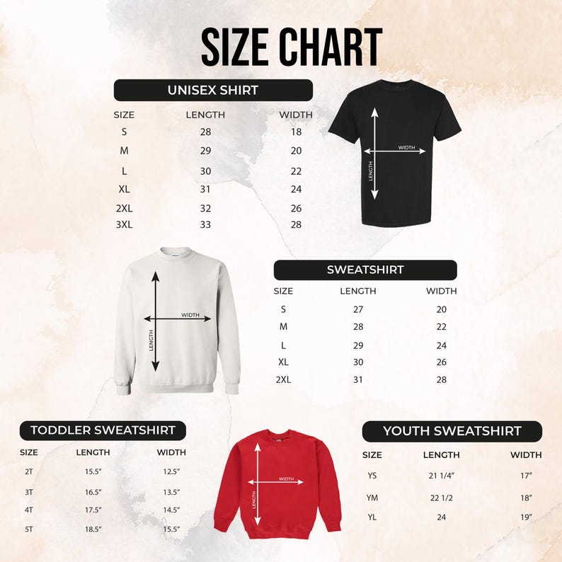 the size chart for a long - sleeved t - shirt
