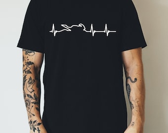 Motorbike Heartbeat T-Shirt: Biker Racing Rider Gift