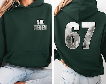 67 Hoodie, Sporty Number Graphic Sweatshirt