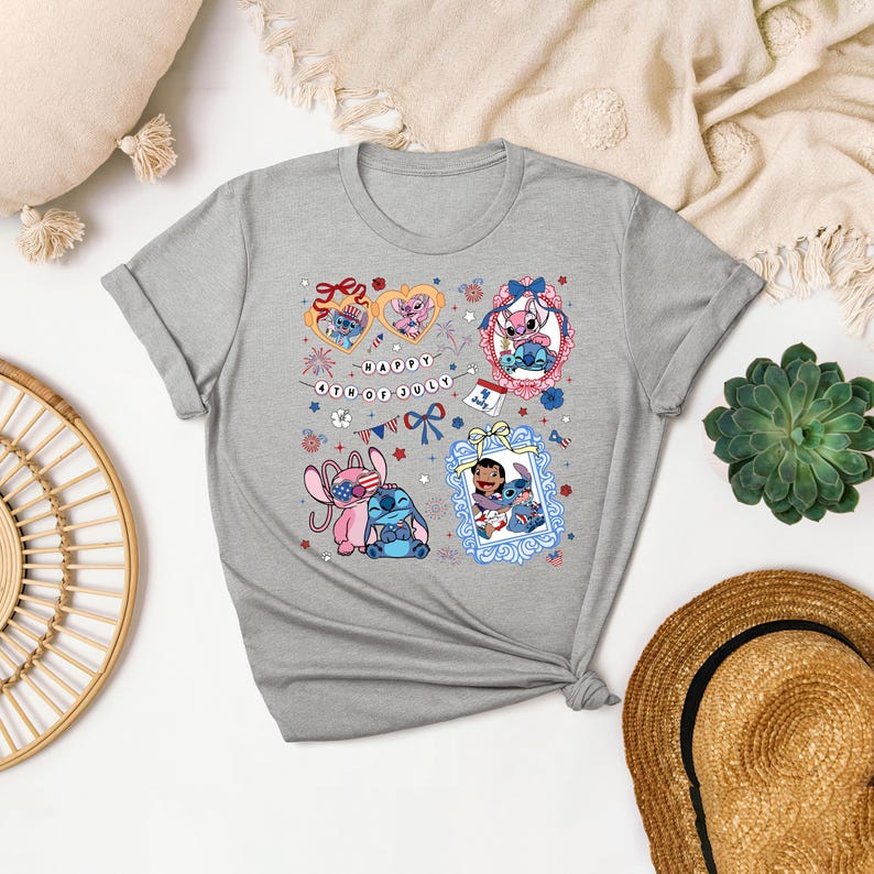 Lilo and Stitch 4th of July Shirt: Patriotic USA Graphic Tee image 2