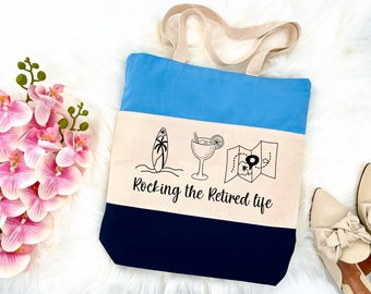 Rocking the Retired Life Tote Bag: Funny Retirement Gift