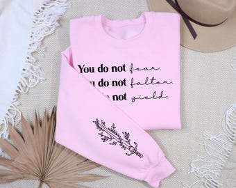You Do Not Yield Sweatshirt: Bookish Fantasy Sleeve Print