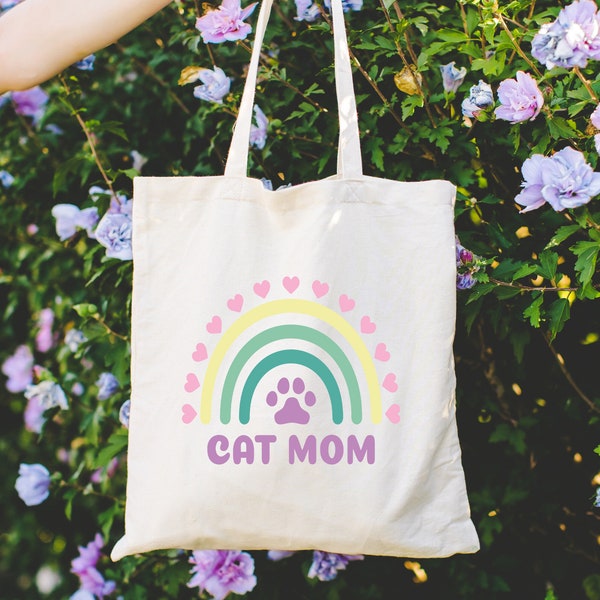 Tote Bag For Cat Mom, Animal Lover Gift, Gift for Cat Mom, Cat Lover Gift, Gift for Pet Lover, Pet Sympathy Gift for Her, Bag for Everyday