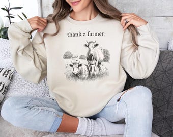Beef Farmer Crewneck Sweatshirt: Western Style, Thank a Farmer Gift