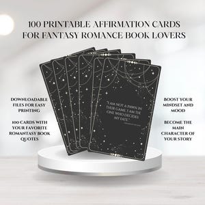 100 cartes de vœux pour un livre sur l'amour romantique | Cadeau imprimable pour amoureux des livres | Un jeu d'amour pour soi inspiré de BookTok | Affirmations livresques quotidiennes