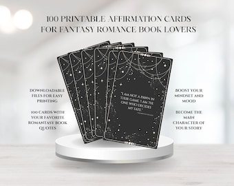 Romantasy Book Quote Affirmation Cards | BookTok Self-Love Deck (Printable PDF + PNG)