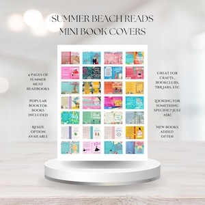 May include: A collection of mini book covers, with the text "SUMMER BEACH READS" and "MINI BOOK COVERS". The image also includes text that says "4 pages of summer must readbooks", "Popular Booktok books included", and "Resize option available".