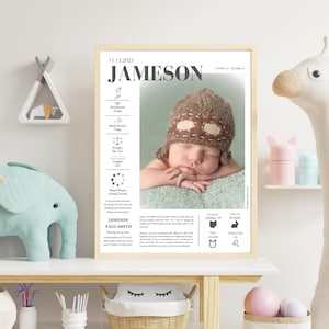 Personalized Baby Birth Stat Print | Custom Newborn Announcement Art | The Day You Were Born Sign | Baby Keepsake Gift (16x20)