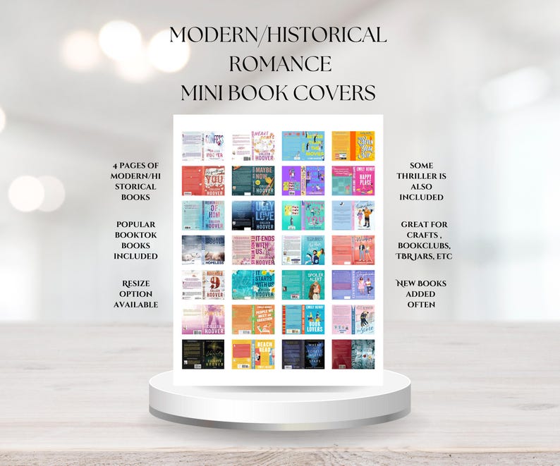 Contemporary & Historical Romance Mini Book Covers | Printable Bundle (Digital Download) image 1