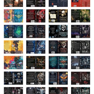 May include: A collection of twenty-four book covers arranged in a grid, featuring various fantasy titles such as Godkiller, The Starless Sea, Kingdom of the Wicked, and Savage Lands, displaying diverse artistic illustrations, typography, and barcodes.