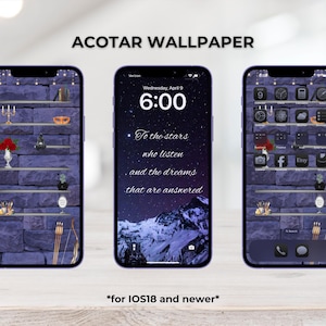 ACOTAR Bookshelf iPhone Wallpaper | BookTok Inspired Lock Screen | ACOTAR Background | Romantasy Aesthetic | iOS Bookish Wallpaper