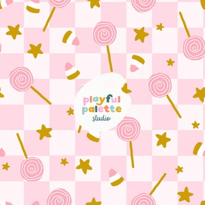 Halloween Candy Seamless Pattern, Spooky Cute Candy Pattern Design, Halloween Candy Pink Checkered Seamless, Surface Pattern Fall Halloween