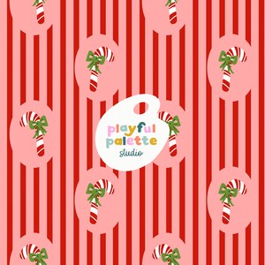 Candy Canes Christmas Holiday Seamless Pattern, Bows Pink Red Stripes Christmas Seamless, Repeat Pattern Christmas, Christmas Candy Seamless