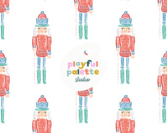 Patrón sin costuras del Cascanueces navideño, Patrones navideños repetidos, Patrón sin costuras del Ballet del Cascanueces, Patrón de superficie de invierno