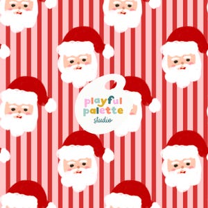 Santa Christmas Seamless Pattern, Jolly Santa Holiday Pattern Design, Cute Kids Christmas Seamless, Instant Download, Commercial Use License