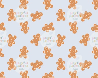 Lebkuchen-Weihnachtsfeiertags-nahtloses Muster, Weihnachtskekse wiederholen, kommerzielle Nutzung PNG digitaler Download
