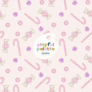 Candy Canes Christmas Holiday Seamless Pattern, Girly Pink Peppermints Christmas Seamless, Repeat Pattern Holiday, Christmas Candy Seamless