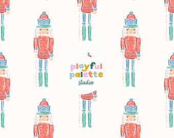 Patrón sin costuras del Cascanueces navideño, Patrones navideños repetidos, Patrón sin costuras del Ballet del Cascanueces, Patrón de superficie de invierno