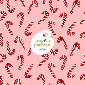 Candy Canes Christmas Holiday Seamless Pattern, Cranberry Pink Christmas Holiday Seamless, Repeat Pattern Christmas, Christmas Candy Pattern