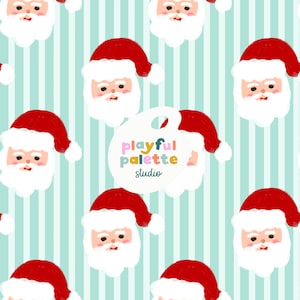 Santa Christmas Seamless Pattern, Jolly Santa Holiday Pattern Design, Cute Kids Christmas Seamless, Instant Download, Commercial Use License