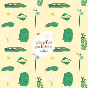 Golf Augusta Masters Seamless Pattern, Golfer Pattern Design, Instant Download, Commercial Use Pattern, Repeat Pattern Golf, Sports Seamless