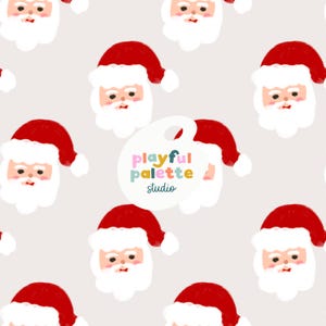 Santa Christmas Seamless Pattern, Jolly Santa Holiday Pattern Design, Cute Kids Christmas Seamless, Instant Download, Santa Hats Repeat File