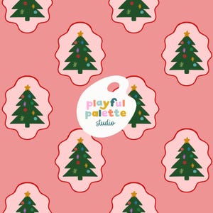 Christmas Trees Seamless Pattern, Holiday Pattern Design, Christmas Tree Block Print Holiday Repeat Pattern Instant Download, Seamless Files