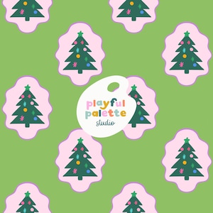 Christmas Trees Seamless Pattern, Holiday Pattern Design, Christmas Tree Block Print Holiday Repeat Pattern Instant Download, Seamless Files
