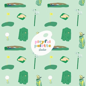 Golf Augusta Masters Seamless Pattern, Golfer Pattern Design, Instant Download, Commercial Use Pattern, Repeat Pattern Golf, Sports Seamless