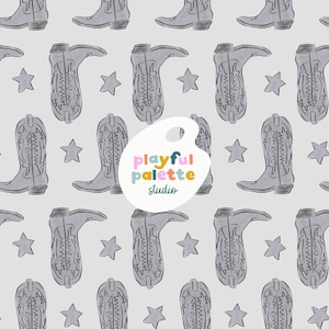 Cowboy Boots Stars Western Seamless Pattern, Watercolor Cowboy Boot Blue Seamless, Rodeo Cowboy Wild West Handdrawn Seamless Surface Pattern