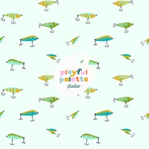 Fischen lockt nahtloses Muster, Fischen-Sommer-Wiederholungsmuster, Kinder-Oberflächenmusterdesign, Fischerjungen-Blau-nahtloser Muster-Download