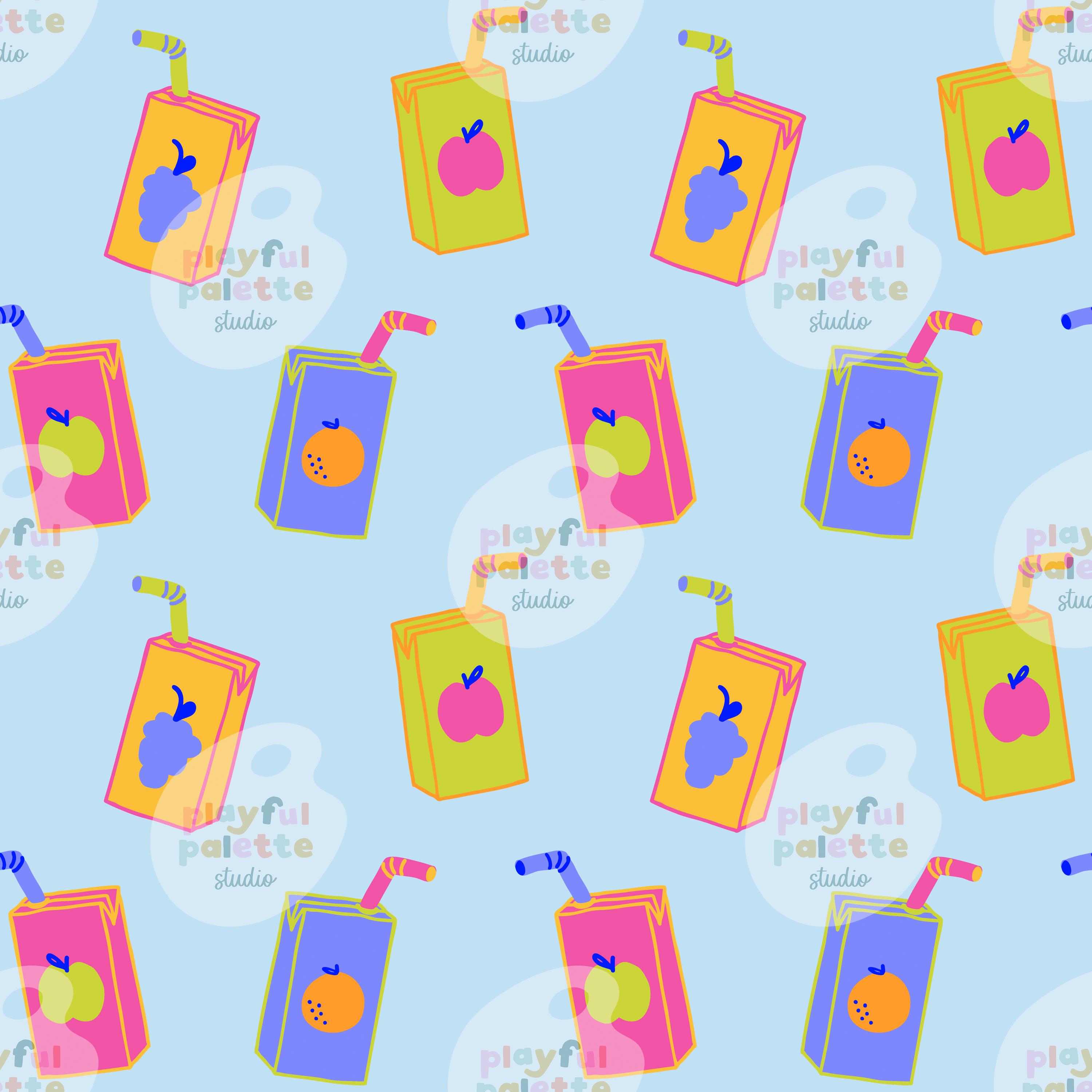 Juice Boxes Seamless Pattern, PNG Instant Download, Quirky Creative Fun ...