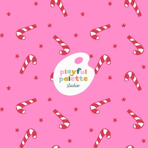 Candy Canes Christmas Holiday Seamless Pattern, Cranberry Pink Christmas Holiday Seamless, Repeat Pattern Christmas, Christmas Candy Pattern