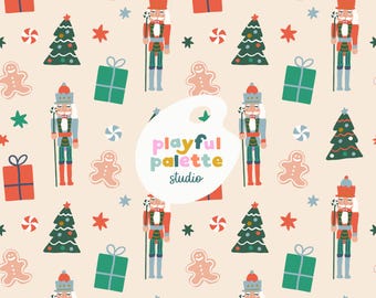 くるみ割り人形クリスマスホリデーシームレスパターン、クリスマスツリーリピートパターン、くるみ割り人形バレエシームレスパターン、表面パターン冬