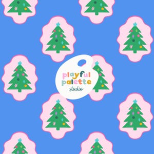 Christmas Trees Seamless Pattern, Holiday Pattern Design, Christmas Tree Block Print Holiday Repeat Pattern Instant Download, Seamless Files