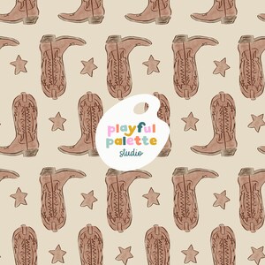 Cowboy Boots Stars Western Seamless Pattern, Watercolor Cowboy Boot Blue Seamless, Rodeo Cowboy Wild West Handdrawn Seamless Surface Pattern