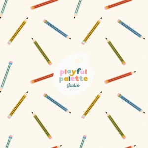 Back to School Seamless Pattern, School Supplies Seamless Pattern, Pencils Pattern Design, Teaching Seamless, Instant Download Kids Seamless