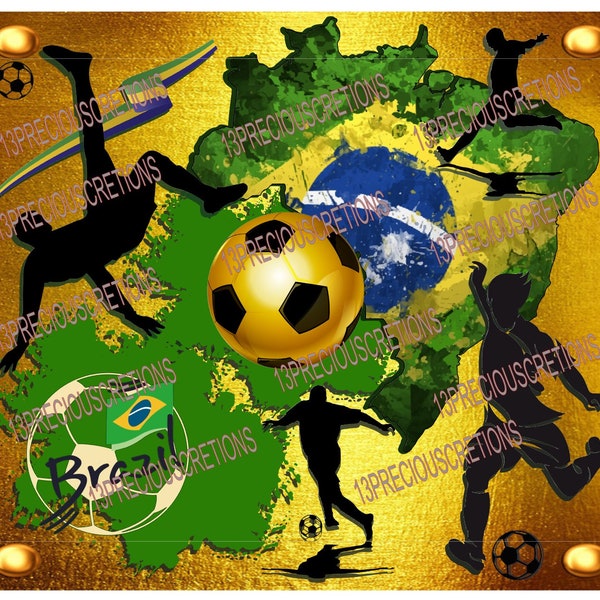 Brazil Futbol Football sublimation tumbler wrap