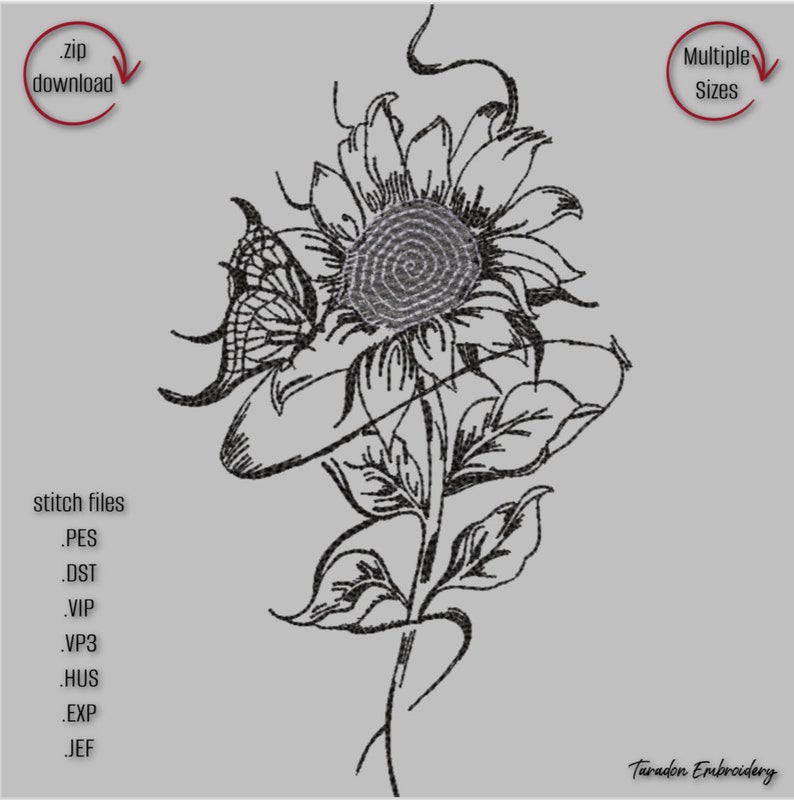 Sunflower Butterfly Sketch Etsy