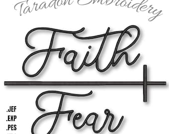 Faith Over Fear Machine Embroidery Design with Cross (Digital Download)