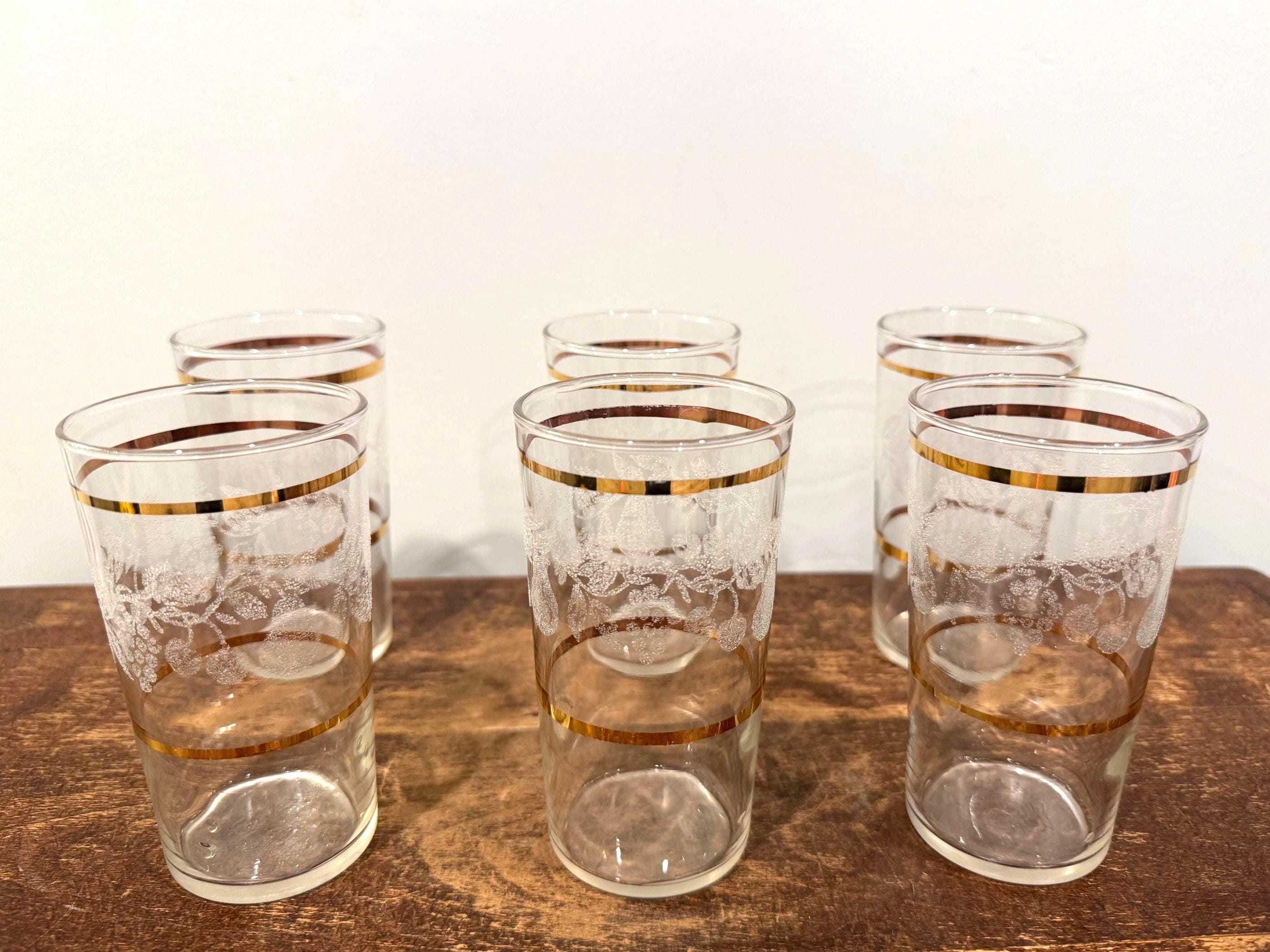 Gobelets plats Bartlett Collins Golden Fruits de 8 onces vintage - Lot de 6