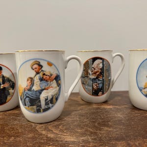 Vintage Norman Rockwell IMM Japan Mugs - Set of 4