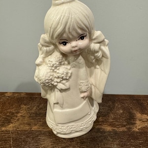 Vintage Ceramic Handpainted Bisque Angel