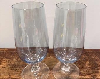 Vintage Schott-Zwiesel Neckar Blue Crystal Iced Tea Glasses - Set of 2