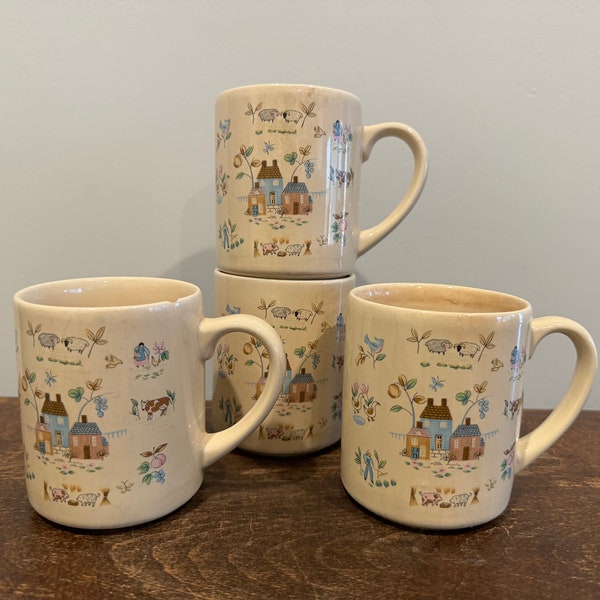 Vintage International China Japan Heartland Stoneware Coffee Mugs - Set of 4