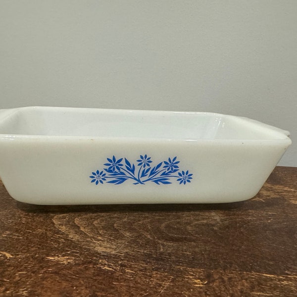 Vintage Anchor Hocking Fire King Blue Cornflower 1QT Rectangular Casserole Dish