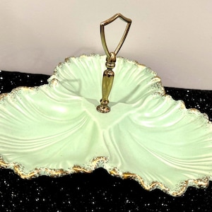 Vintage California USA Pottery 3 Part Leaf Serving Plate