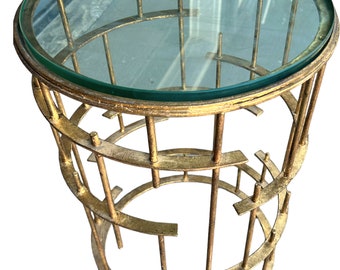 Mid-Century Style Brass and Glass Side Table