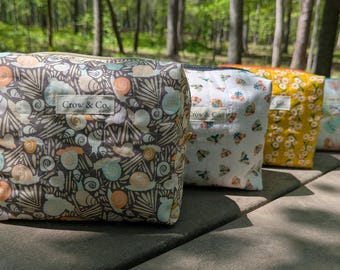 Large Travel Makeup Bags - Nature Inspired Cosmetic Organizers - Spring Collection